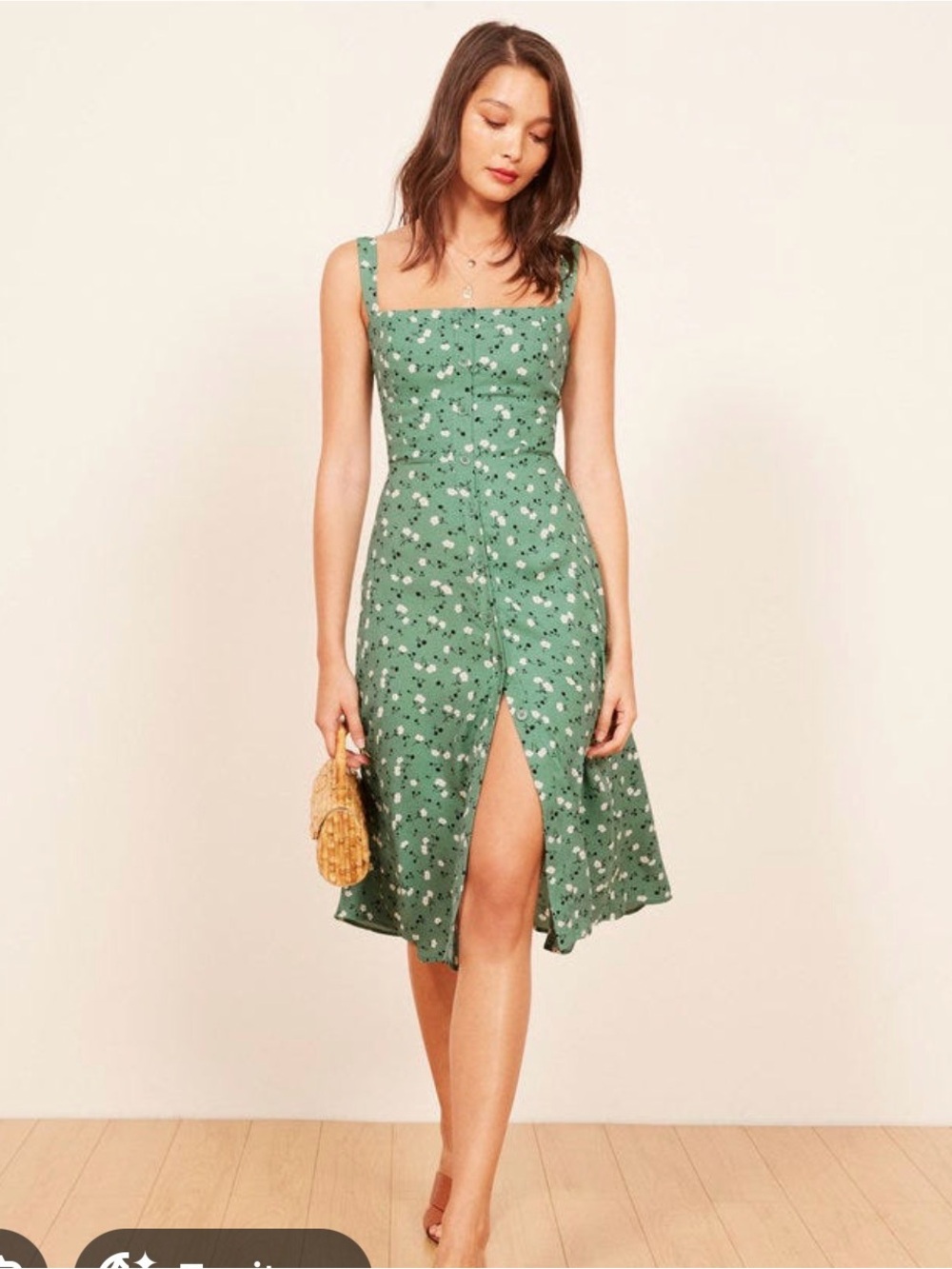 Reformation persimmon dress green floral 6p